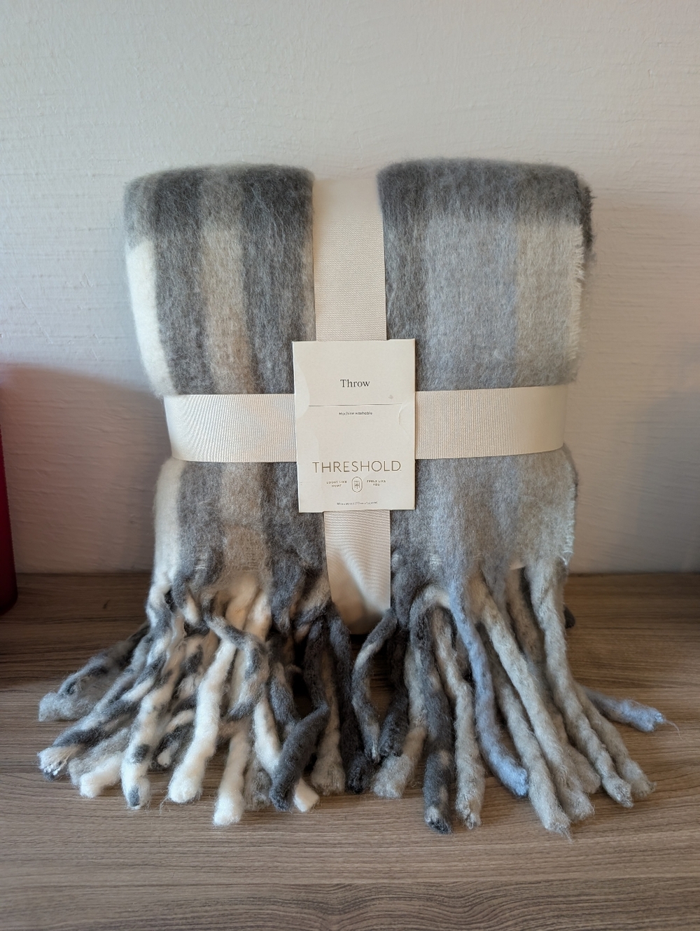 Threshold‎ Gray Fringe Throw Blanket 50" X 60"